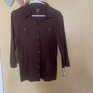Style & Co. Rich Brown Top